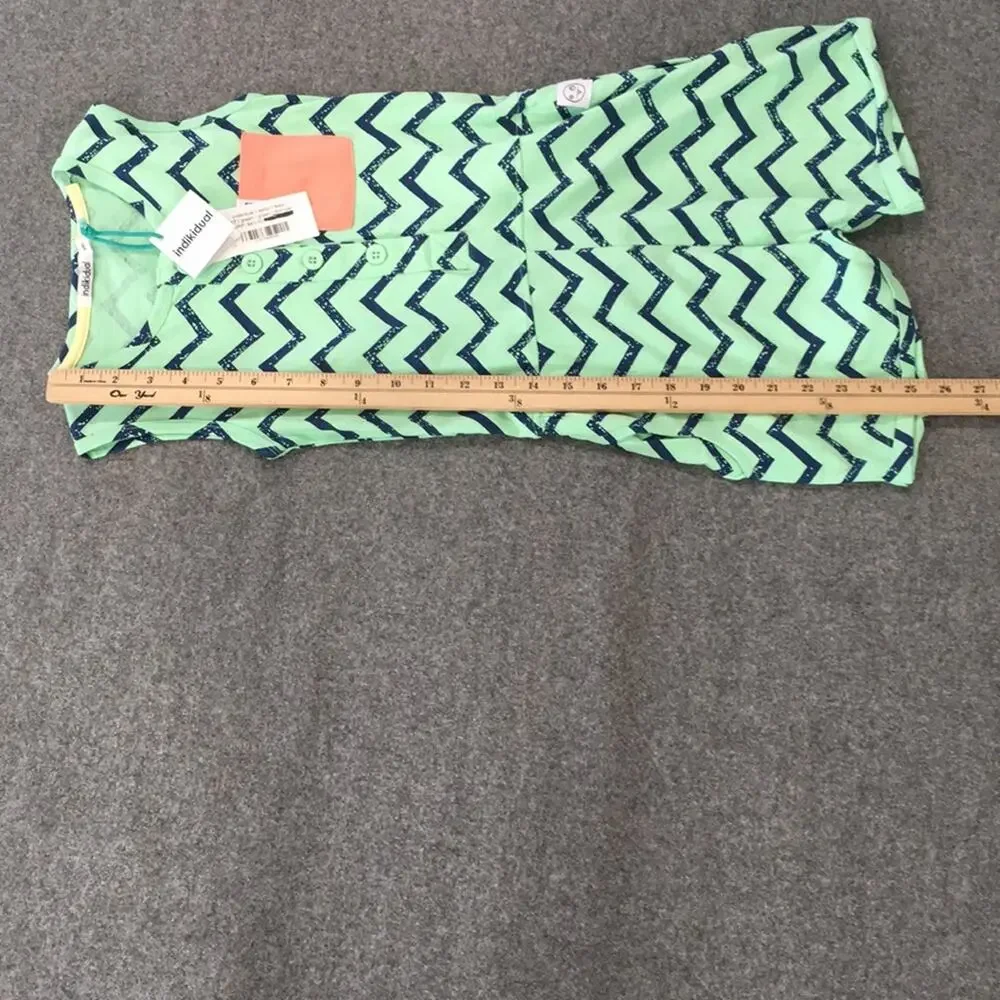 NEW Indikidual Girl Sz 4/5 ORGANIC Aston Zig Zag Jersey Romper 100% Cotton Retro - Picture 8 of 9